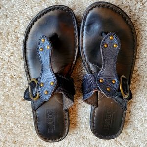 Born Navy Blue Leather Sandals Size 6 Greek Roman Style BOHO